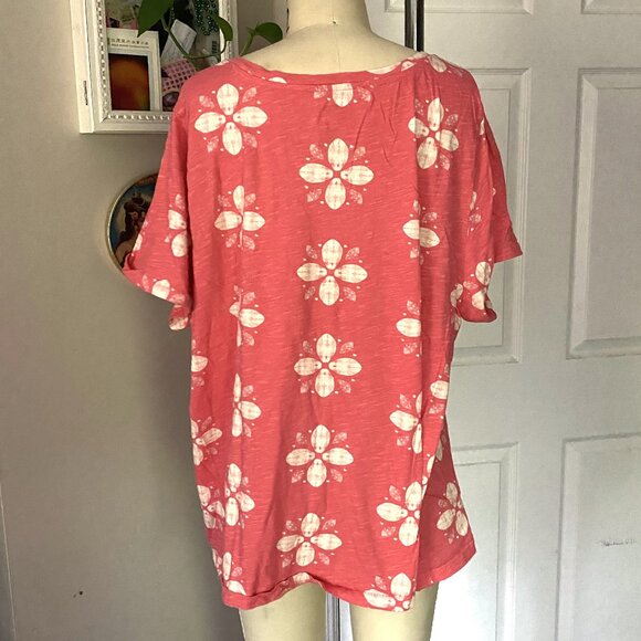 SONOMA Pink CORAL Floral Classic V-Neck soft T-Shirt *X-LARGE* - Picture 5 of 6